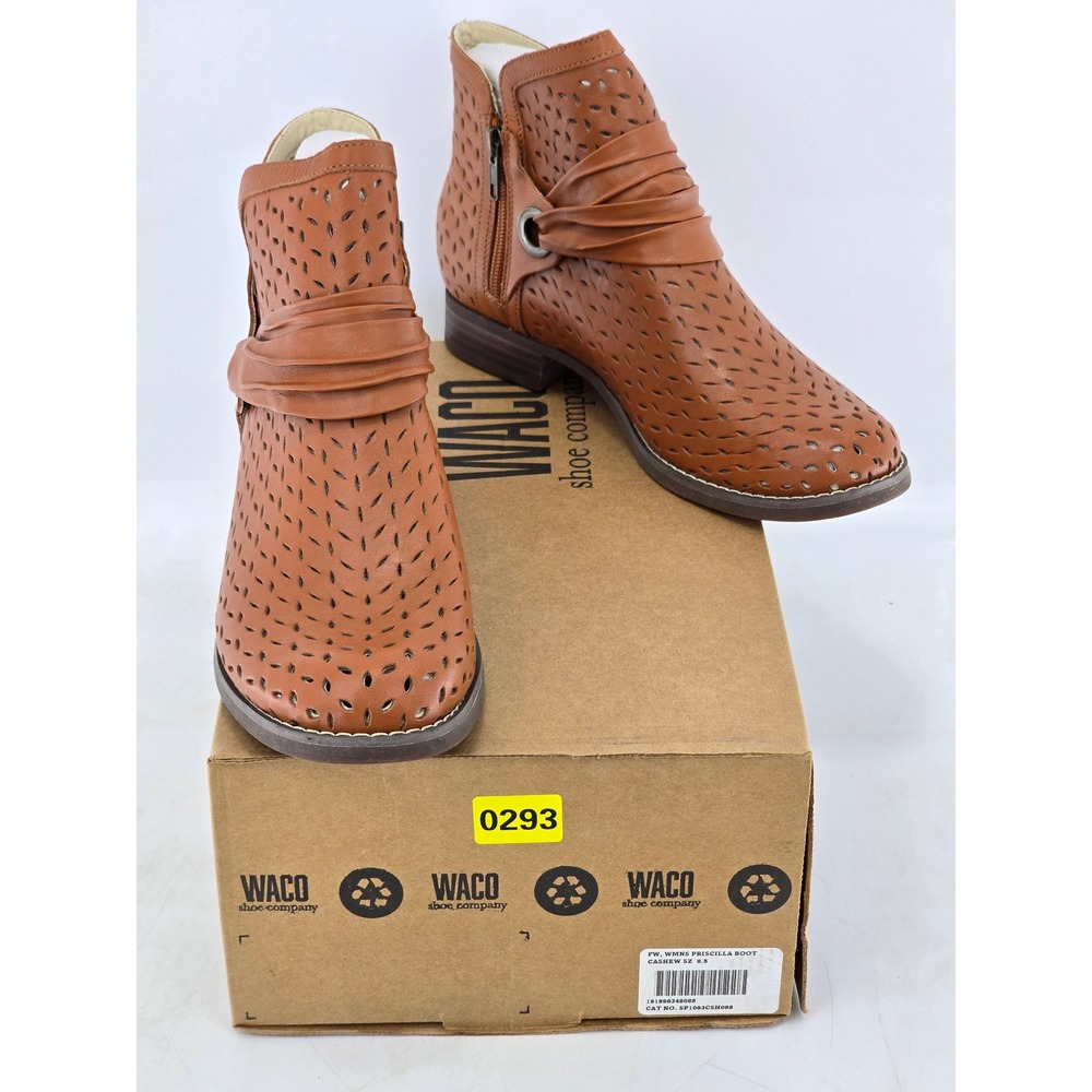 Waco Priscilla Boot Womens 8.5 Cashew Perforated Leather Ankle - NEW